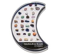 Mineral Collection Kit - 32 Kinds of Minerals Specimen, Moon-Shaped Rock Collection Kit | Mineral Identification Kitt for Crystal Growing, Geography Education