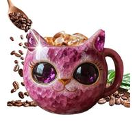 Mineral Crystal Coffee Cup | Cat Shape Hot Chocolate Container - Desk Decoration Breakfast Cup | For Hot Coffee Dining Room Teacher Student Office Restaurant Side Table Hotel Birthday Celebration