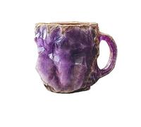 Mineral Crystal Coffee Mug,8 Color Natural Onyx Crystal Mug,Mineral Crystal Novelty Coffee Cups and Mugs,Multi-Colored Agate Mineral Coffee Mug,Luxury Coffee Mug (Purple, 300ml)