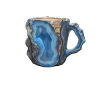 Mineral Crystal Coffee Mug,8 Color Natural Onyx Crystal Mug,Mineral Crystal Novelty Coffee Cups and Mugs,Multi-Colored Agate Mineral Coffee Mug,Luxury Coffee Mug (Blue, 300ml)