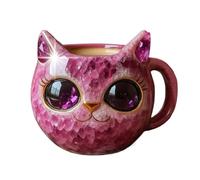 Mineral Crystal Coffee Mug - Cat Shape Ceramic Cup, Cute Animal Design, Leakproof Lid for Drinking Coffee Tea Juice Milk at Home Workplace Kitchen Side Table, Drinkware, 3.94x3.94x3.94 Inches