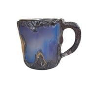 Mineral Crystal Coffee Mugs, 300ml Large Capacity Natural Onyx Crystal Mug with Handle, Novelty Imitation Mineral Crystal Resin Milk Mug Favors for Friends Family(B)