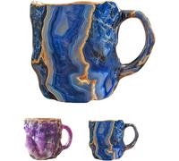 Mineral Crystal Coffee Mugs, 400ml Novelty Mineral Crystal Coffee Mug with Handle, Mineral Rock Coffee Mug, Crystal Coffee Mugs, Christmas Birthday Gifts Blue