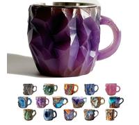 Mineral Crystal Coffee Mugs, Natural 3D Mineral Rock Coffee Mugs with Handle, Colored Elegant Drinkware, Safe Gift for Best Friend, Home & Office Use (Purple)