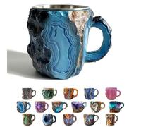 Mineral Crystal Coffee Mugs, Natural 3D Mineral Rock Coffee Mugs with Handle, Colored Elegant Drinkware, Safe Gift for Best Friend, Home & Office Use (B)