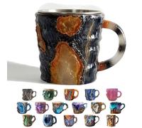 Mineral Crystal Coffee Mugs, Natural 3D Mineral Rock Coffee Mugs with Handle, Colored Elegant Drinkware, Safe Gift for Best Friend, Home & Office Use (H)
