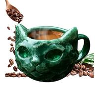 Mineral Crystal Tea Mug - Cat Shape Drink Container, Drinking Cup with Handle, for Hot Coffee, Dining Room, Teacher, Student, Office, Restaurant, Side Table, Hotel, Birthday, Holiday, Gathering