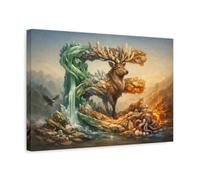 Mineral Flow Animal Alphabet Crystal Deer Nature - Canvas Wall Art Print 18×12 inch (45×30 cm) - Horizontal / 1.25 inch (3 cm)