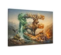 Mineral Flow Animal Alphabet Crystal Deer Nature - Canvas Wall Art Print 24×16 inch (60×40 cm) - Horizontal / 1.25 inch (3 cm)