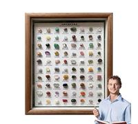 Mineral Identification Kit - 80 x Sample Set, Raw Crystal Collection, Wooden Display Frame | Educational Rock Study Kit for Learning Geology, Mineral Classification, Home Decor