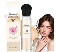 Mineral Powder Sunscreen with Brush,SPF 30 P/owder S/unscreen for Face,Po/wder Sunscreen for Scalp,Loose Face Pow/der Translucent,Fine Powder,Natural Ingredients,Suitable for All Skin,Easy to Use