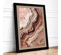 Mineral Strata Minimalist Framed Wall Art Print A3 Black | Ready to Hang, Premium Gi Paper, Fade-Resistant Inks, Securely Packaged, UK Made
