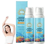Mineral Sunscreen Spray SPF 50,Broad Spectrum Spray Sunscreen for Face & Body,Gentle Formula for Sensitive Skin, Sheer Water Sun Spray (2 Pcs)
