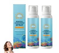 Mineral Sunscreen Spray SPF 50, Over Makeup SPF 50 Spray, Broad Spectrum UVA/UVB Protection, No White Cast, Non Greasy Lightweight & Water Resistant, for Sensitive Skin (2PC)