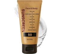 Mineral Tallow Sunscreen SPF 50, Tallow Sunscreen, Face and Body Sunscreens, with Natural Tallows & Zinc Oxide, Natural Sun Shield Cream, Waterproof & Moisturising, Lightweight and Non-greasy (1)
