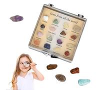 & Minerals for Kids - Gem Stone Crystal Collection Set, Geology Kit with Sample Box, Educational Mineral Stone Collection