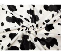 Minerva Animal Print Polyester Velboa Fabric Black/White Cow - per metre