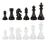 Minerva Black and White Extra Heavy Metal Chess Pieces with 4.5 Inch King and Extra Queens, Pieces Only, No Board