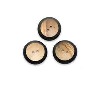 Minerva Brown Burnt Rim Round Wood Buttons (Value Pack) 25mm - per Pack of 100