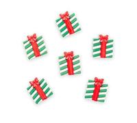 Minerva Christmas Box Present Buttons, Plastic, Green Red White, Pack of 50