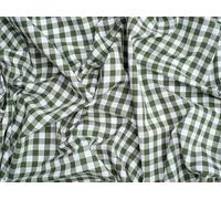Minerva Core Range 3/8 inch Gingham Check Yarn Dyed Cotton Chambray Fabric | 144cm / 56" Wide, Khaki Green Checks Design Gingham Fabric, 115gsm Light-Medium weight, sold per metre
