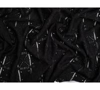 Minerva Core Range Black Patchwork Crochet Effect Lace Textured Stretch Knit Fabric for Dressmaking - 150cm Wide - per metre