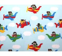 Minerva Crafts Flying Dogs Print Polycotton Dress Fabric Red - per metre
