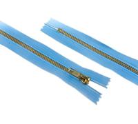 Minerva Crafts Heavy Brass Metal Closed End Jean Zips 20cm Light Blue - Each