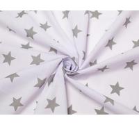 Minerva Crafts Stars Print Polycotton Dress Fabric White & Light Grey - per metre