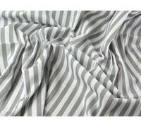 Minerva Crafts Stripe Print Polycotton Dress Fabric Light Grey & White - per metre
