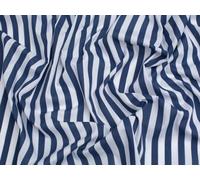 Minerva Crafts Stripe Print Polycotton Dress Fabric Navy Blue & White - per metre