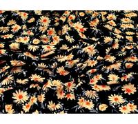 Minerva Flowers Print Viscose Challis Dress Fabric Black - per metre