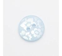 Minerva Pale Blue Round Floral Damask Buttons (Value Pack) 15mm - per Pack of 100