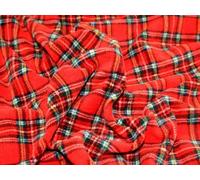 Minerva Plaid Check Print Anti Pill Polar Fleece Fabric Red - per metre