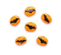 Minerva Plastic Pumpkin with Bat Buttons, 50 Pack, Orange, 21mm