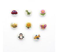 Minerva Plastic Round Assorted Picture Buttons, 50 Pieces, Multicoloured, 15mm