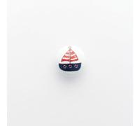 Minerva Plastic Sailboat Picture Buttons, 50 Pieces, Red and Navy, 15mm, Round