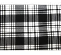 Minerva Poly Viscose Tartan Suiting Dress Fabric Black & White - per metre