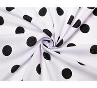 Minerva Spotty Print Polycotton Dress Fabric White & Black - per metre