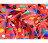 Minerva Spotty Printed Satin Dress Fabric Red/Multi-Coloured - per metre