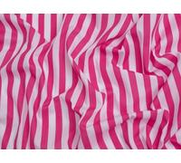 Minerva Stripe Print Polycotton Dress Fabric Dark Pink & White - per metre
