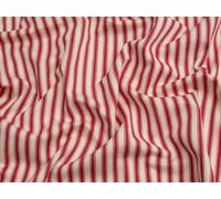 Minerva Ticking Stripe Canvas Fabric Red - per metre
