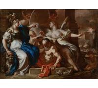 Minerva With Chronos And History; A Study For An Alegory Of The Reign Of The Habsburgs In Naples Poster Print by Francesco Solimena (24x91cm)