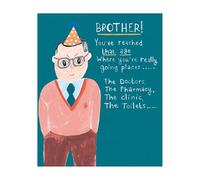 Mines A Pint Birthday Card Brother, Man in Party Hat, Multi-Coloured
