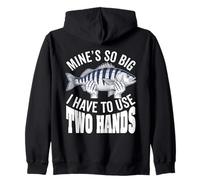 Mines So Big I Have To Use Two Hands Funny Fishing Fisherman Zip Hoodie