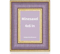 Minesaxel 4x6 Purple Unique Picture Frame,HD Real Glass Cute Fun or Vintage 4 x 6 Photo Frames,Gold Border with Easel for Tabletop and Wall Display 1 Pack
