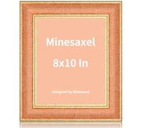 Minesaxel 8x10 Orange Unique Picture Frame,HD Real Glass Cute Fun or Vintage 8 x 10 Photo Frames,Gold Border with Easel for Tabletop and Wall Display 1 Pack