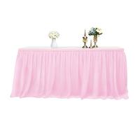 MineSha Handmade 72inches long 3 Layers Mesh Fluffy Tutu Tulle Table Skirt For Party,Wedding,Birthday Party,Baby Show&Home Decoration