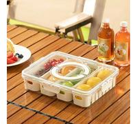 MineSign Divided Snackle Box with Lids Stackable Food Serving Tray for Fruit&Veggie Plastic Fridge Storage Container for Pantry Freezer Clear Snack Box for Meal Prep Candy Nuts Spice