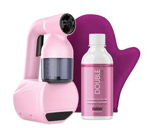 MineTan Personal Spray Machine | Pink At Home Spray Tan Kit | Lightweight, Handheld Portable Self Tanner | 8oz Double Dark Pro Spray Mist Solution | Works With All Sunless Tanning Solutions